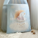 Set lenjerie pentru Patut Bebe din 6 piese Elefant albastru (2)